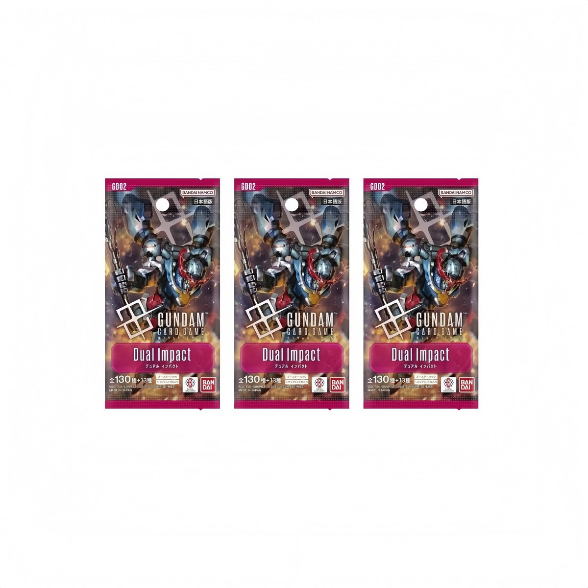 Bandai Gundam Card Game Booster Pack - Dual Impact (GD02) (Japanese) - 3 Packs - 18 Cards