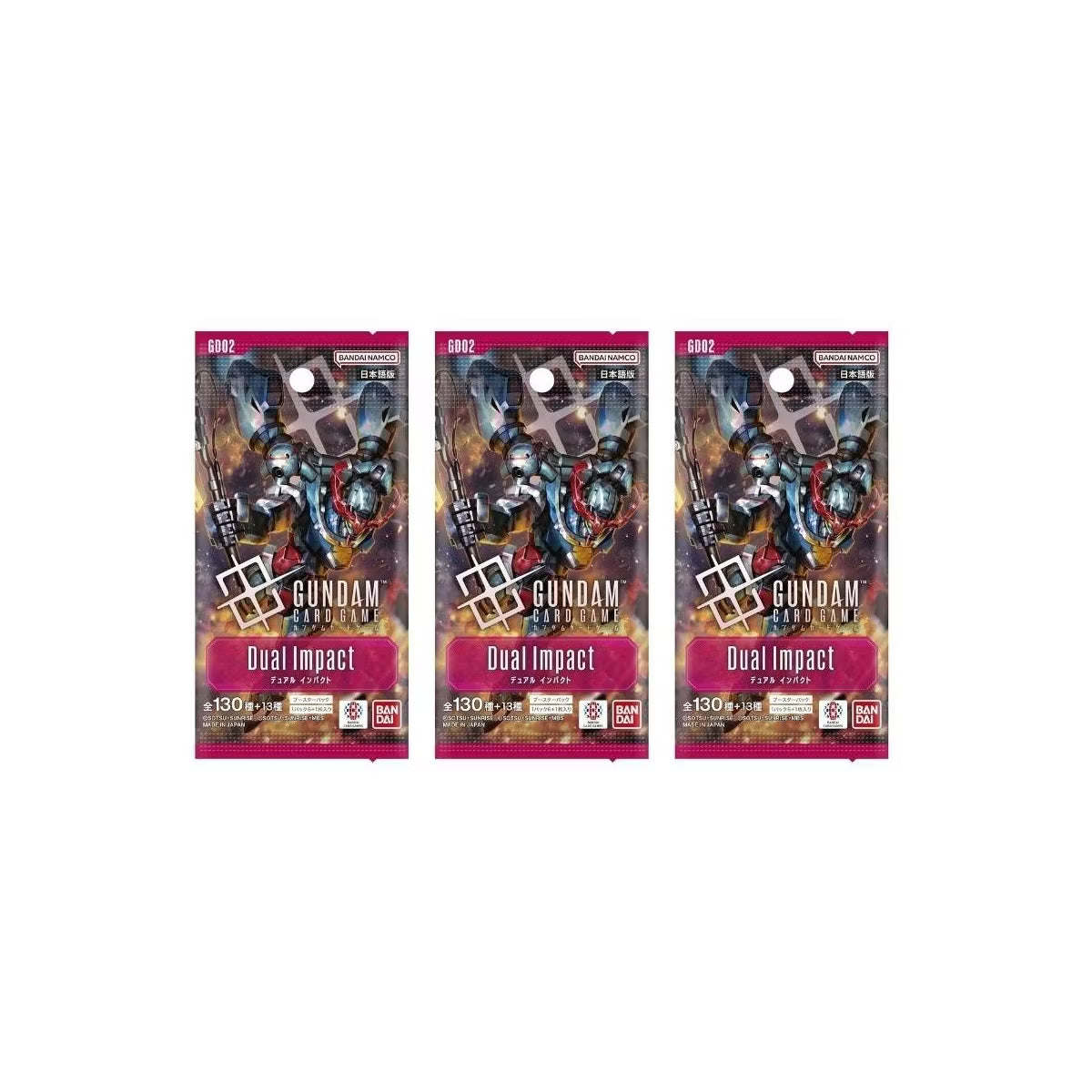 Bandai Gundam Card Game Booster Pack - Dual Impact (GD02) (Japanese) - 3 Packs - 18 Cards